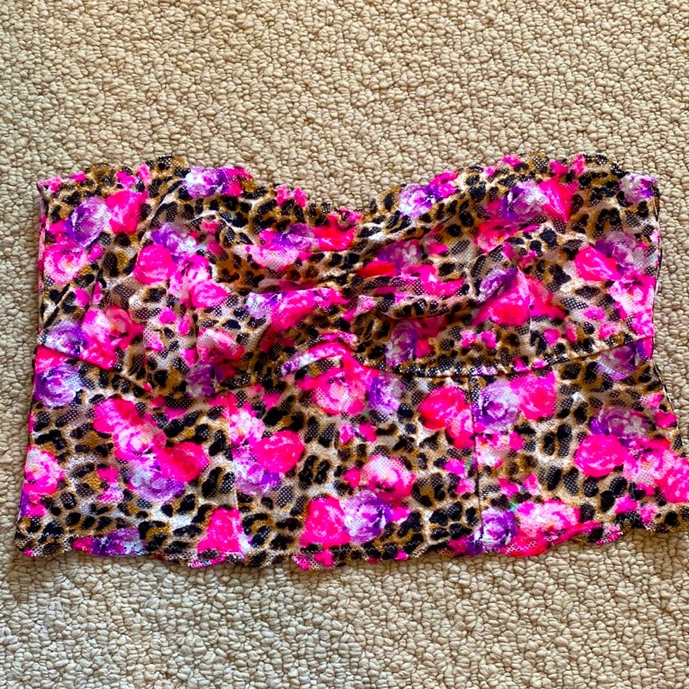 PINK Animal Print Bandeau Bra/Crop Top